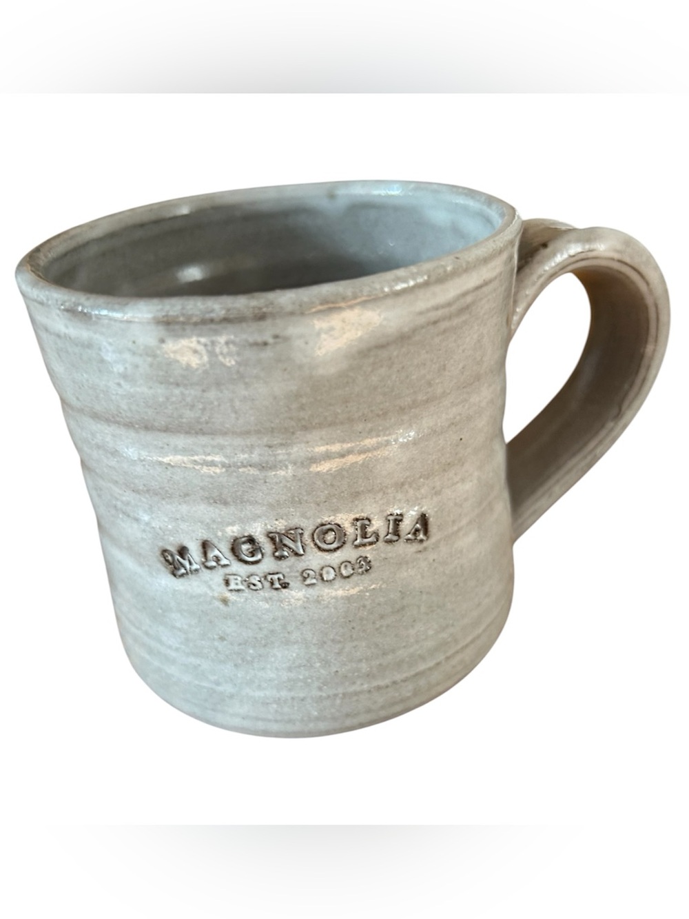 Magnolia Pottery Mug Coffee Cup Grey Clay Black Oak Art Waco Texas